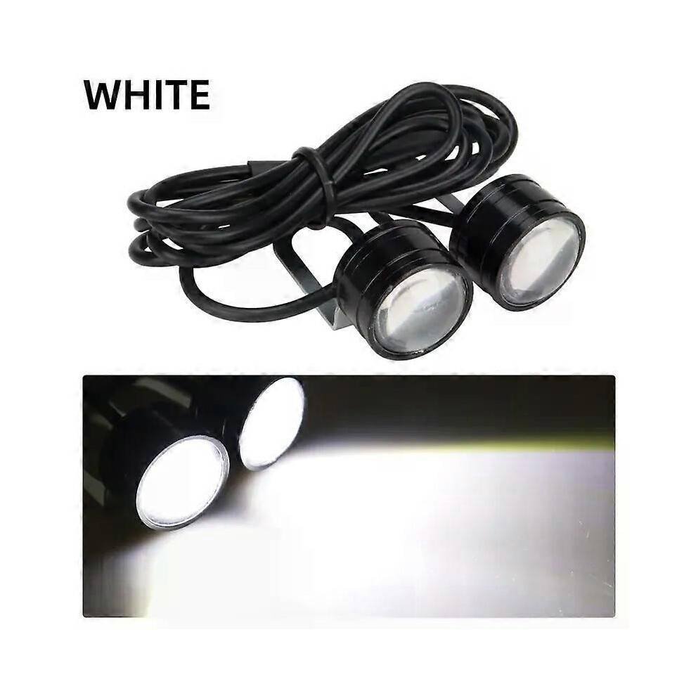 (VIT) 2 st LED Stroboskop Motorcykelljus Strålkastare Dimljus 12V Vit/Röd/Blå Moto Tillbehör Blinkande
