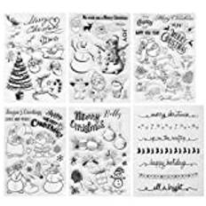 Kesote Jul Transparent Silikon Seal Gummistämpel i form av jultomten, julgran, Reno, Snögubbe, tätningar för DIY, album, Scrapbooking