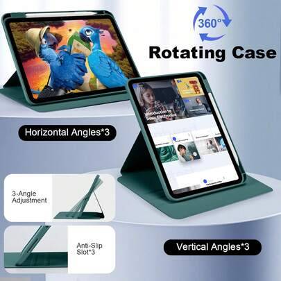 Roterande skyddsfodral kompatibelt med iPad 5:e/6:e/7:e/8:e/9:e/10:e/11:e gen, Air 4:e/5:e/11(M2)(M3)/13(M2)(M3) gen, Pro 12.9/MatePad-serien/Pad-seri - Grön (Multi-size)