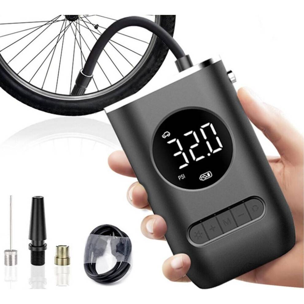 Luftpumpe, mini-luftkompressor med LED-lys, 150 PSI, 4000 mAh batteri, dækpumpe til bil/motorcykel/cykel/bolde, elektrisk pumpe