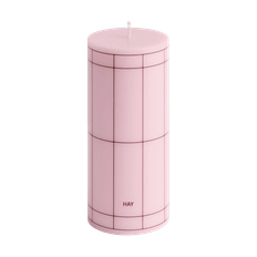 HAY Column Candle bloklys small 15 cm Light pink-bordeaux grid