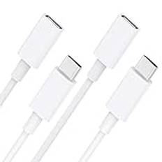 Stouchi USB C förlängningskabel [2Pack] för Magsafe Charger PS5 Typ C hane till hona USB-förlängningssladd Stöd 9V 3A för Mag säker laddare iPhone 13/12 480Mbps Dataöverföring 1,8M/6Ft-Vit