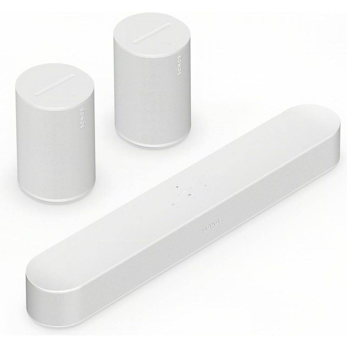Sonos Pack Beam (Gen 2) + 2x Era 100 SL hvid - Soundbar, Dolby Atmos, Dolby TrueHD, Dolby Digital Plus, AirPlay 2, Wi-Fi, Bluetooth.