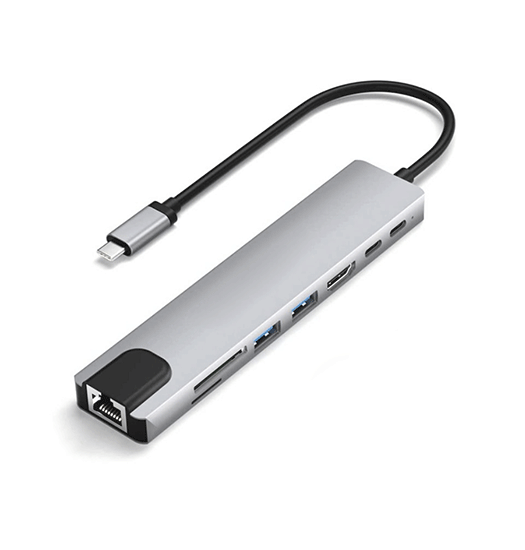 8-i-1 USB-C Hub – HDMI, Ethernet & SD/microSD – PD 85W – Grå