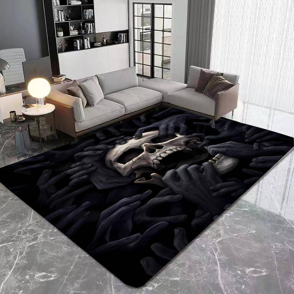 3D Skull Print Large Area Rugs Non-slip Washable Carpet for Living Room Bedroom Home Decor Sofa Floor Mat 40X60cm-16x24in