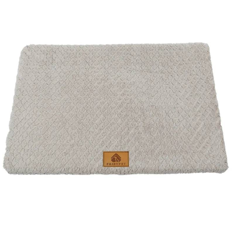 Orthopedic Dog Bed with Washable Faux Fur Cover — Anti-Slip, Crate-Fit, 4 Sizes - XL 90x58cm pet 25kg / grey