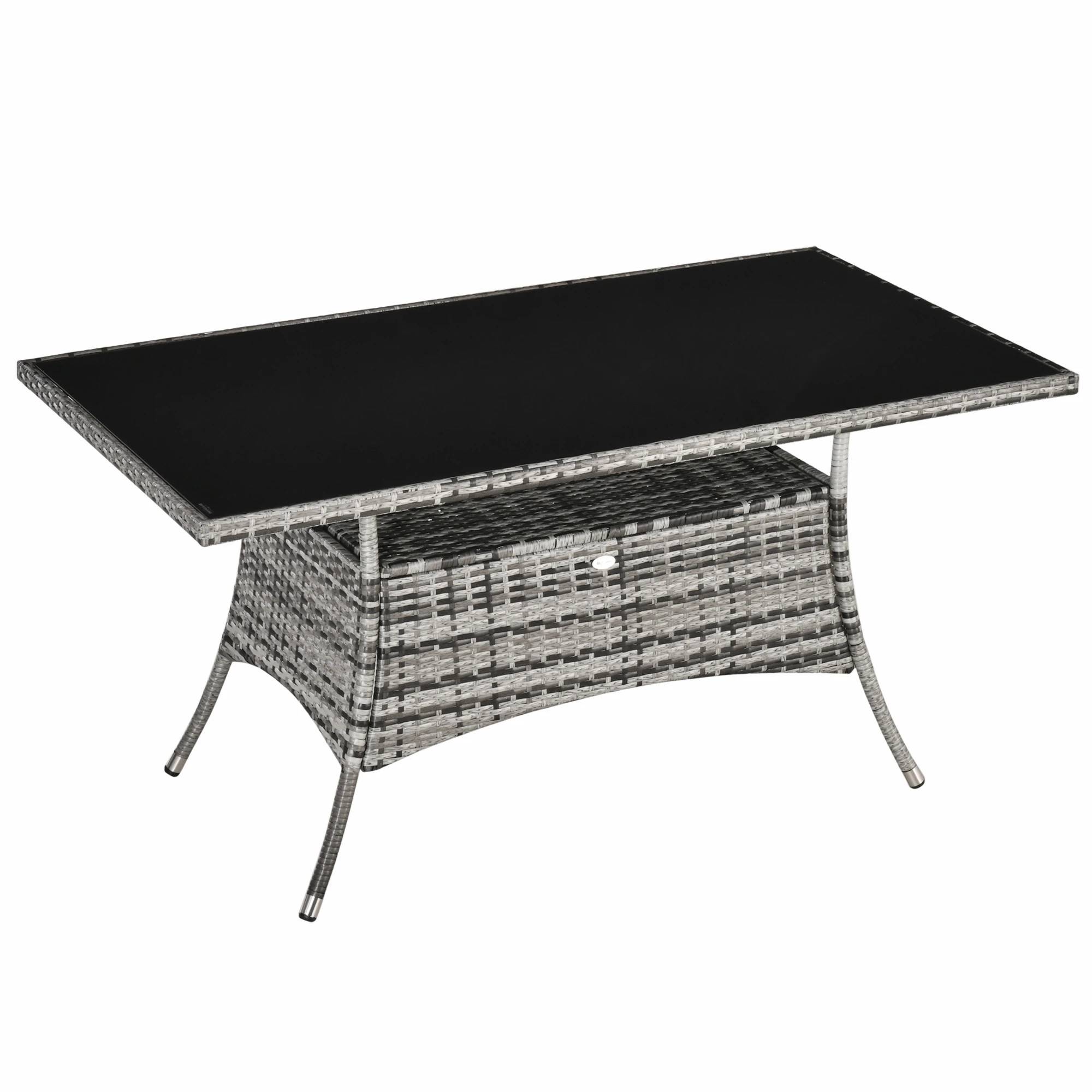 Trädgårdsbord med glasskiva 150x85x74 cm