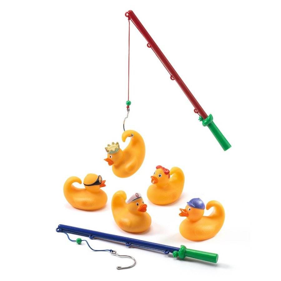 Gule Badeænder med Fiskestænger.