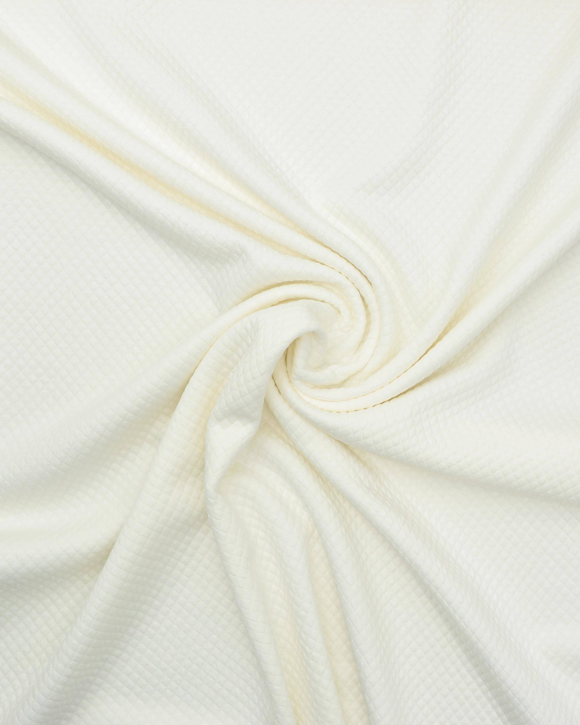 Flødefarvet - Jersey vaffel - 35% Polyester, 65% Viskose
