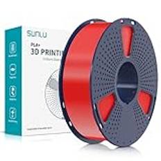 SUNLU 3D-skrivarfilament, PLA Plus, 1,75 mm, 1 kg spole, PLA+, filament, röd, 1,75 +/- 0,02 mm för 3D-utskrift