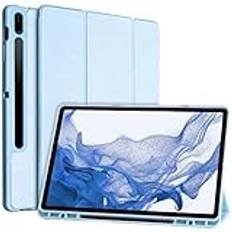 Fodral till Samsung Galaxy Tab S8+/S7 FE/S7 12,4 tum, skyddsfodral för Galaxy Tab S8+ 2022/S7 FE 2021/Tab S7 Plus 2020 12,4 tum, med pennstativ och flera betraktningsvinklar (blå)