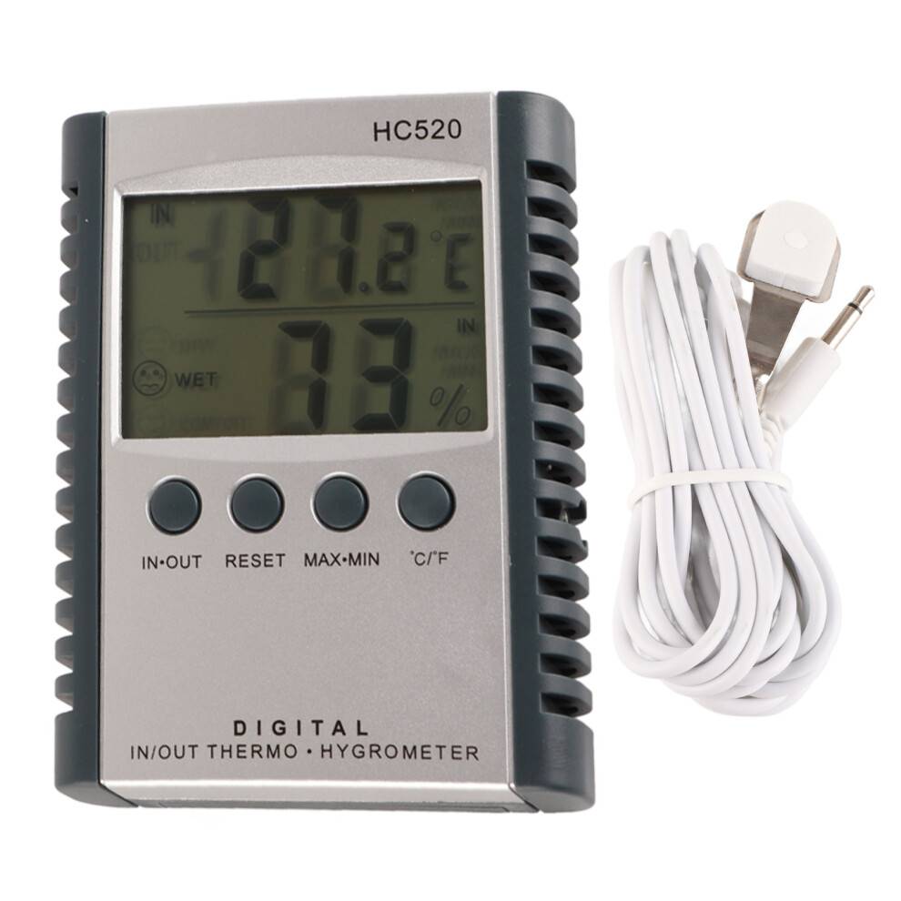 Temperatur- og fugtighedsmåler Digital hygrometer Termometer LCD-skærm Indendørs udendørs termometer med nøjagtige aflæsninger Maks. min.