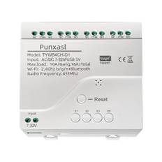 Punxasl 4 Kanal Wirelesssmart Schalter, Motorsteuerung, Trockenkontakt-Relaisschalter, RF433 MHz Tuya USB 5 V DC/AC 7–32 V Wifi Relais Switch Modul Schalter Kompatibel mit Google Home und Alexa