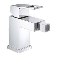 Grohe Eurocube Bidetarmatur mit Temperaturbegrenzer, Zugstangen-Ablaufgarnitur, in chrom