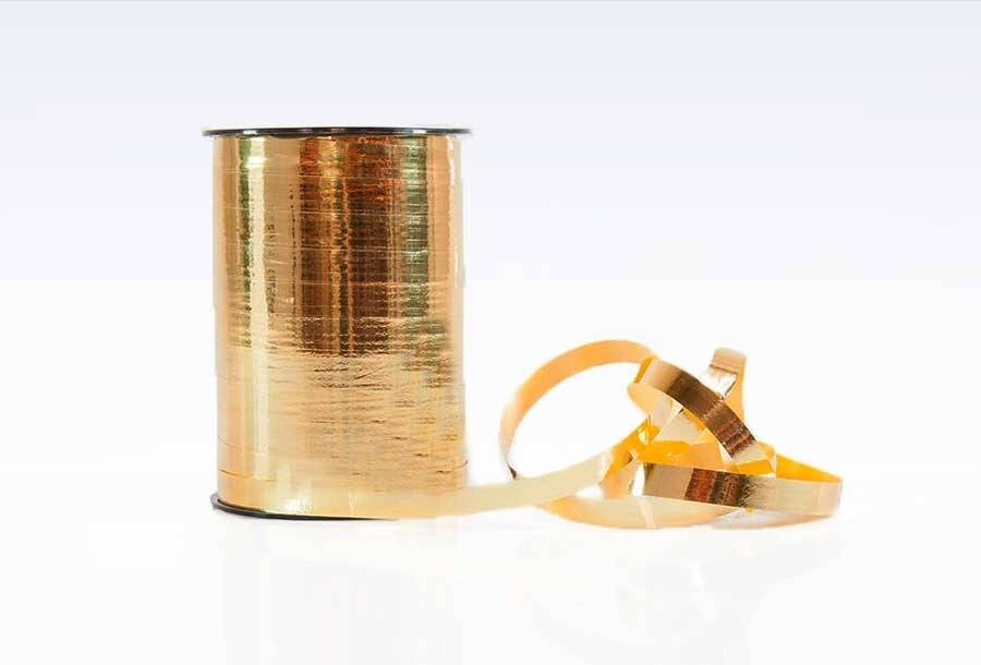Gavebånd - i metallic guld 10 mm x 250 meter - 5 stk