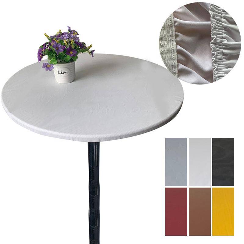 Runda 60-130 cm Vattentäta Dra-på Bordsdukar Bordsöverdrag Skydd Elastisk Fiber Enfärgade Bordsdukar