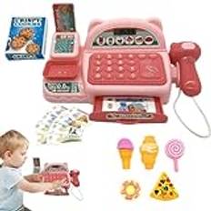 Pretend Calculator Cash Register Toy, livsmedelsbutik Playset, Play Cash Register for Kids, Classic Count Toy with Light and Sound, Early Math Skills Register Toy, Kids Cash Register with Lights,