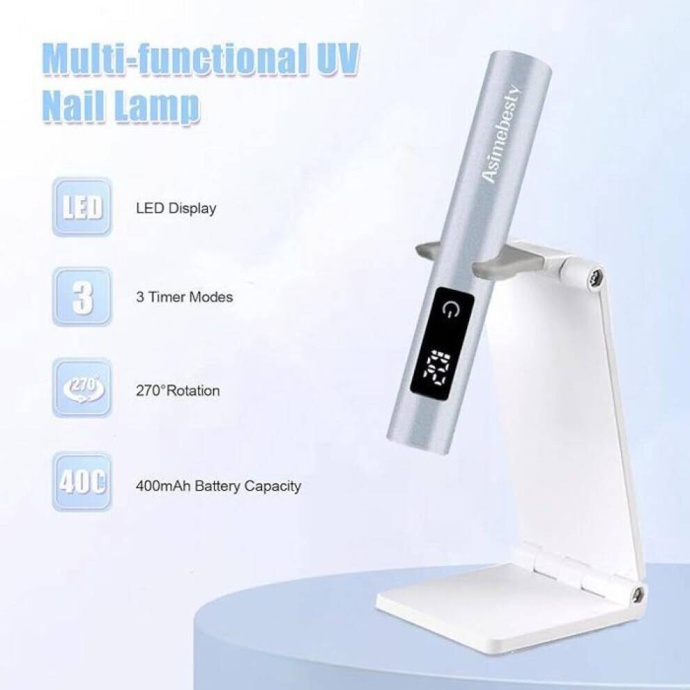 UV-gelneglelampe, mini bærbar genopladelig 3W UV LED-lampe, ultrahurtig negletørrer med stativ, lille UV-neglelampe