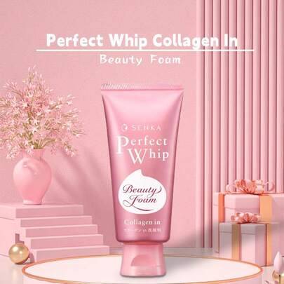 SENKA Perfect Collagen Cleansing Foam 120g, Djuprengörande och återfuktande, Berikad med silkesessens och dubbel hyaluronsyra, Oljekontroll och återfu - Kollagenskummande rengöringsmedel