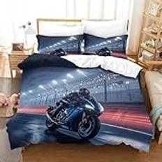 Motorcykel Racing Sängkläder Set Mjuk Mikrofiber Motorcykel Påslakanset Inkluderar Påslakan Och Bänkskiva Och Örngott Sängkläder Set King Tvättbart (220 x 240 cm)