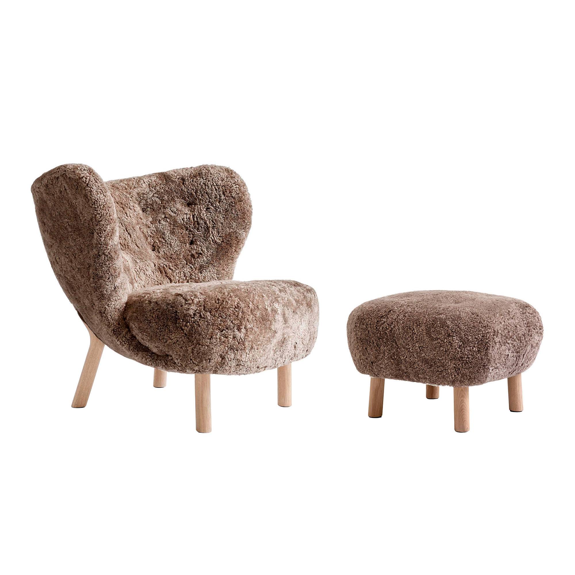 &Tradition Little Petra VB1 Lænestol med ATD1 skammel - Sheepskin Sahara / Eg.