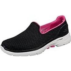 Skechers dam Go Walk 6-Big Splash Sneaker, Svart/het rosa, 37.5 EU