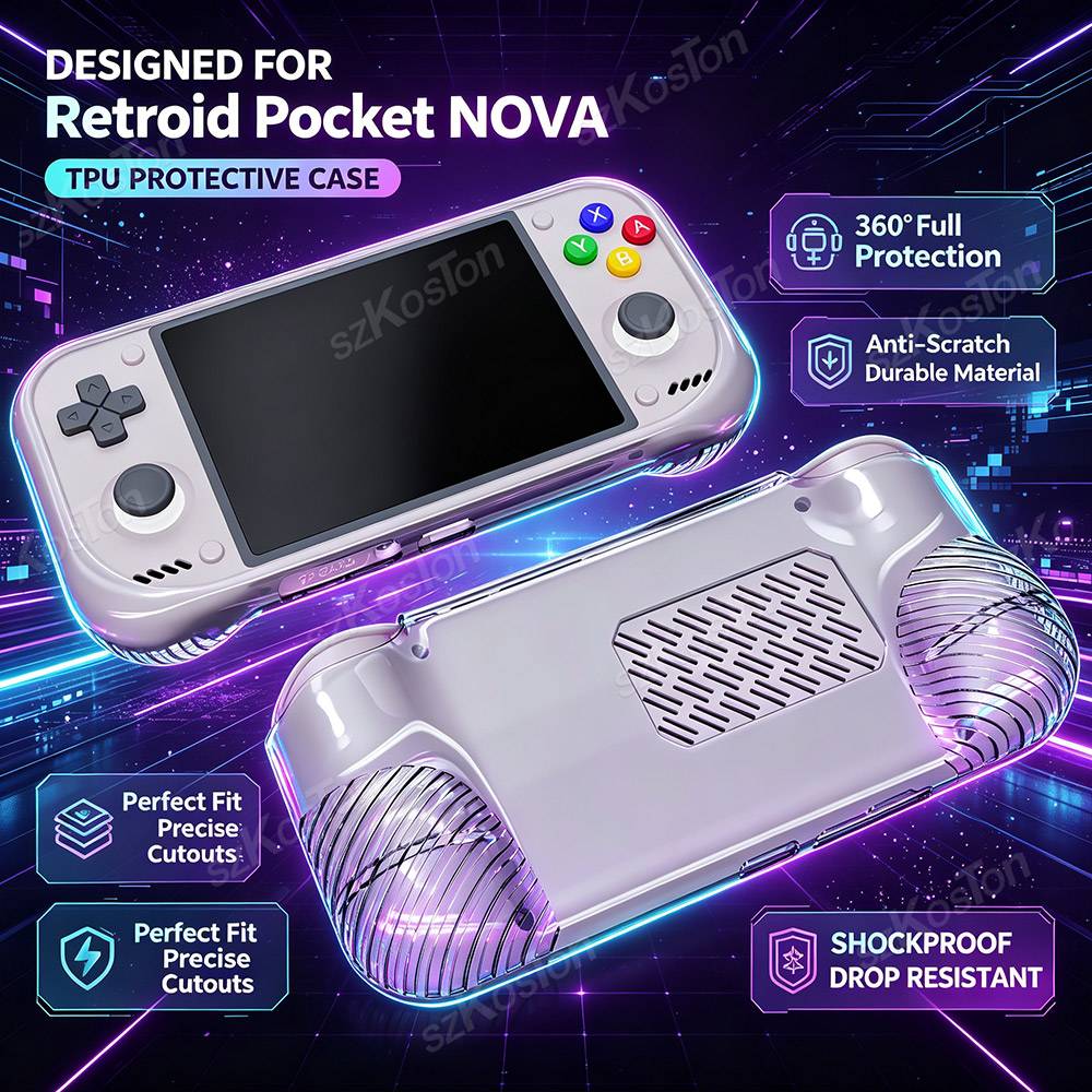 For Retroid Pocket NOVA Game Console TPU Clear Protective Case Anti-Scratch Anti-Drop Protection Shell Cover Accessories