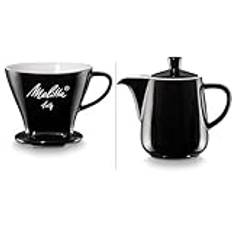 Melitta 1 x 4 permament kaffefilter av porslin, svart & Melitta Kaffekanna i porslin, 0,6 l, svart