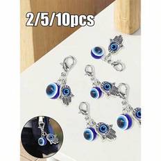 Blue Evil Eye Keychain Amulet Lucky Alloy Key Chain Ring Bagbackpack Charm Car Key Pendant Friends Souvenir Gift, Lucky Alloy 2 Pieces Combination Key - Multicolor - Blue 2-pack,Blue 5-pack,Blue 10-pack
