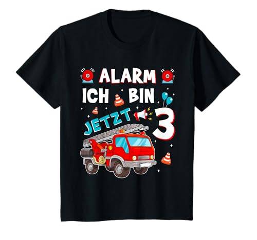 3 Geburtstag Junge Mädchen Feuerwehr Geschenke Feuerwehrauto T-Shirt