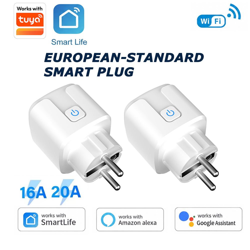 Tuya WiFi Smart Plug EU 20A Energy Monitoring Timer Socket App & Voice Control Smart Life Compatible With Alexa Google Home