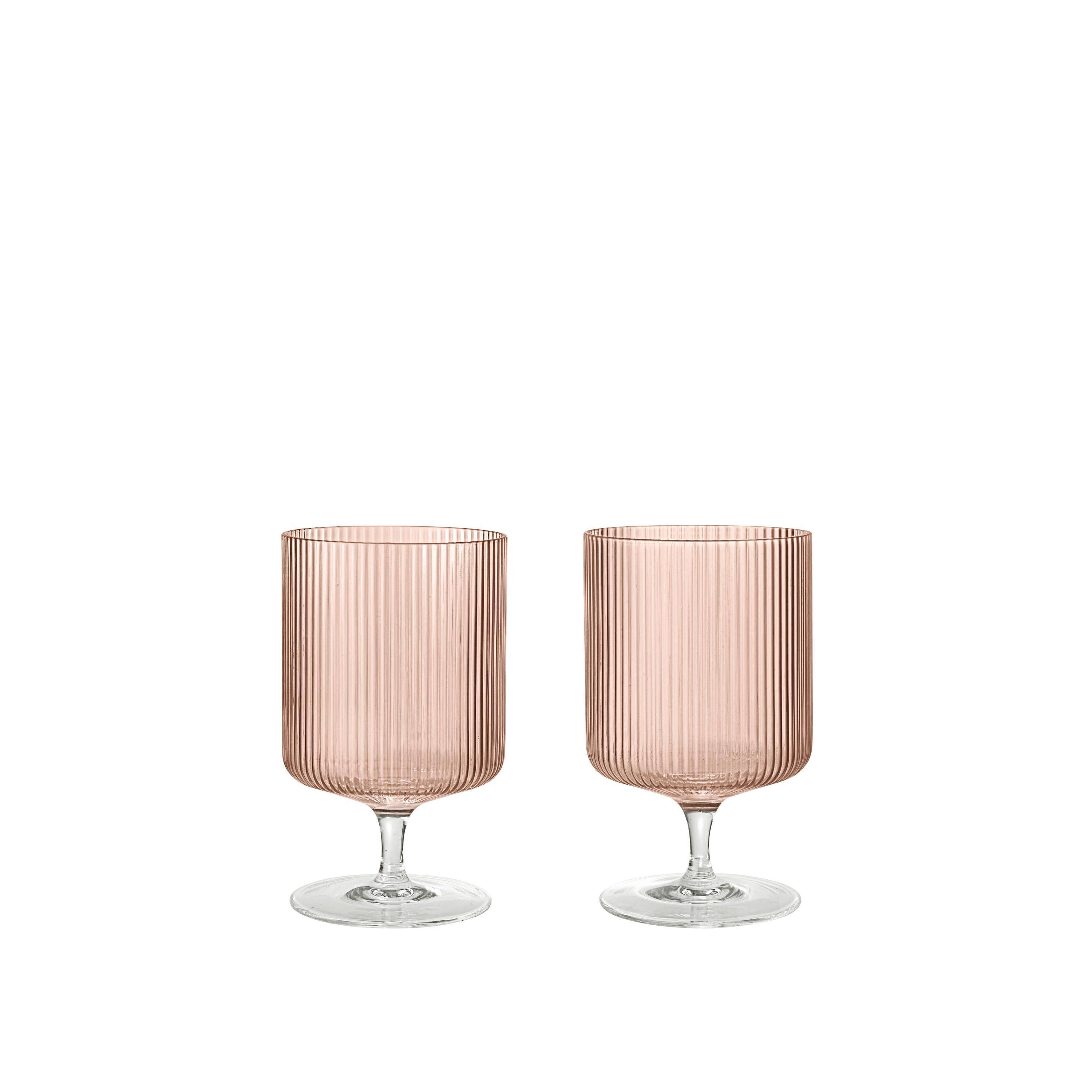 Ripple vinglas, set om 2, Blush - Rodna