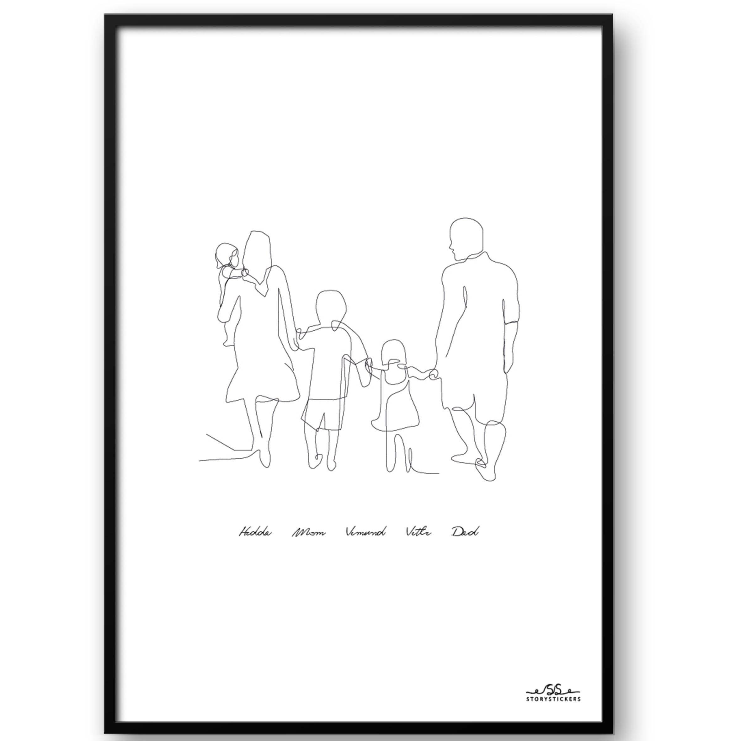 Affisch – Familj / 3 Barn / 1 Pojke och 2 Flickor / Personlig