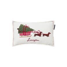 Lexington Dog Sleigh ekologisk bomullssammet kudde, 30x50 cm