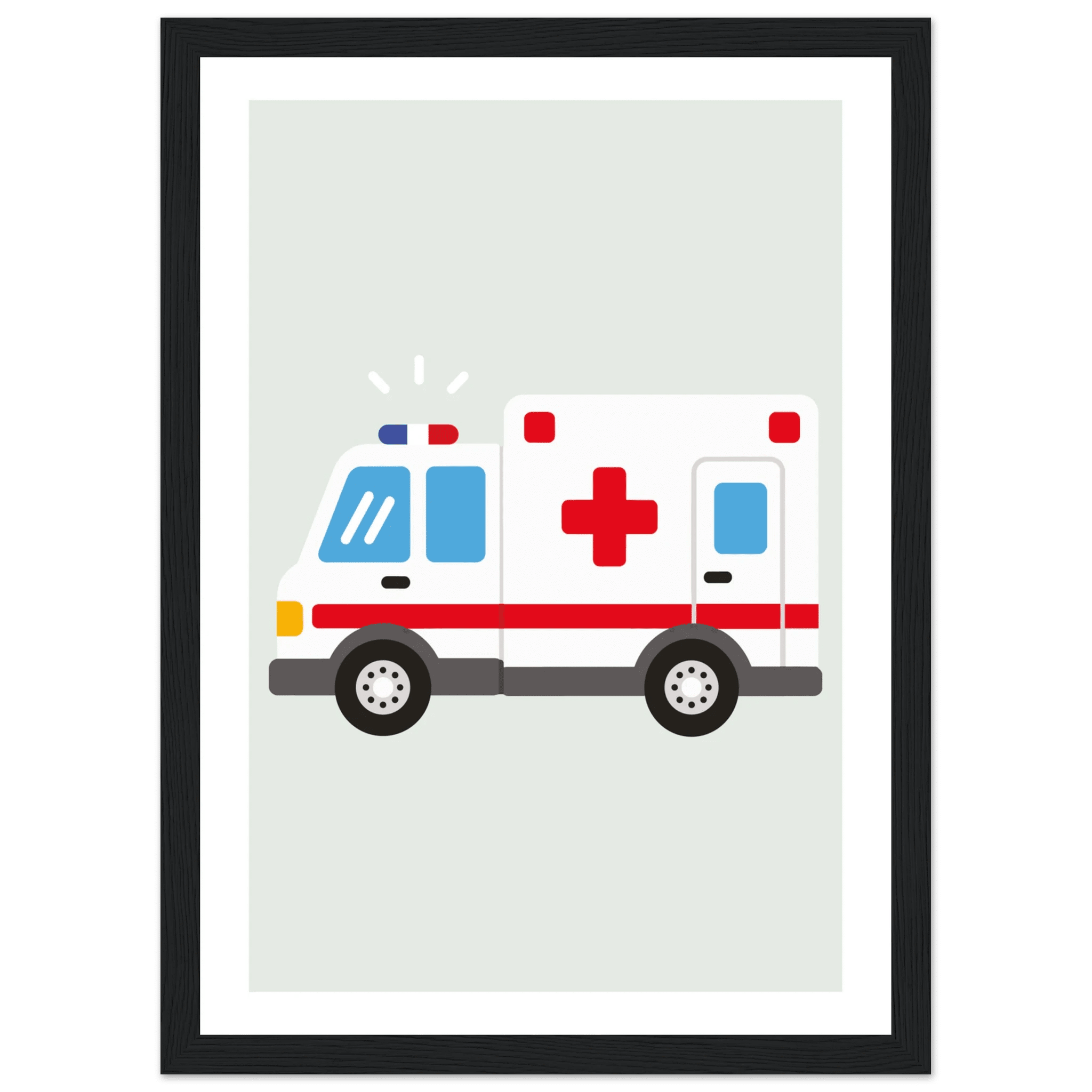Ambulansposter-21x29.7 cm / 8x12" / Med ram / Svart