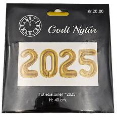 Folieballoner "2025" 40 cm - flere varianter - assorteret (På lager i et varehus)