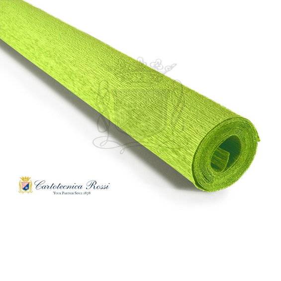 Cartotecnica Rossi kräppapper 353 – lindblomsgrön, 90 g rulle (120 g/m²) à 50×150 cm - Grön