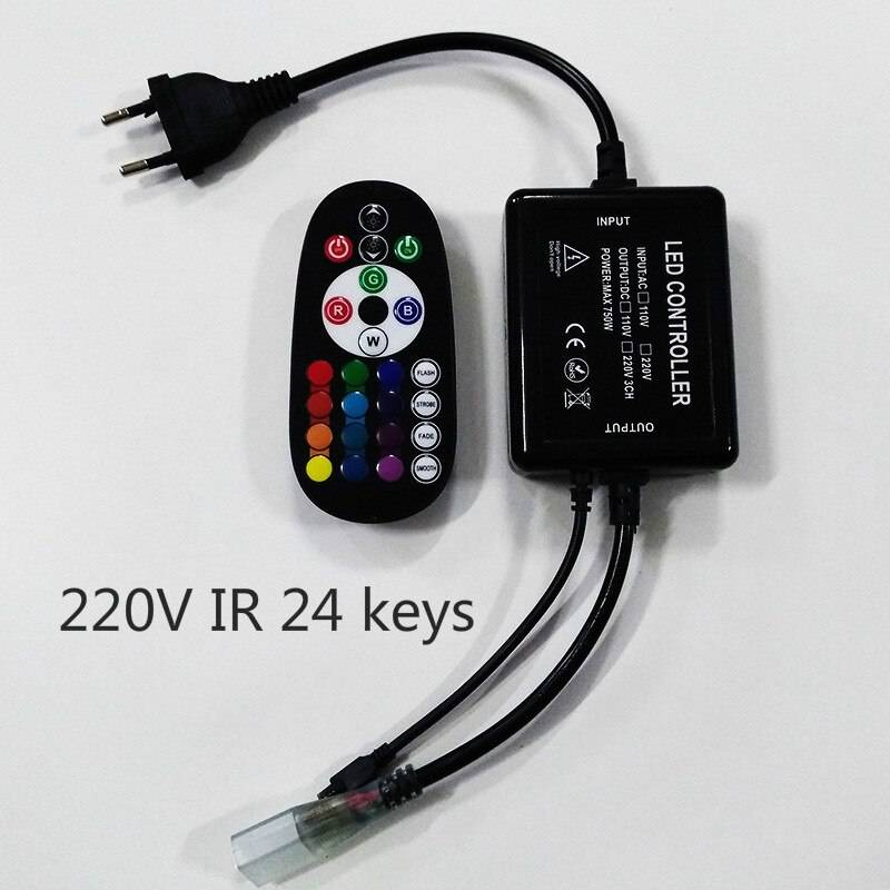 Tuya app smart wifi led controller ac 110v 220v rgb controller light strip ir 24 tangenter fjärrlampa för rgb led strip lampor