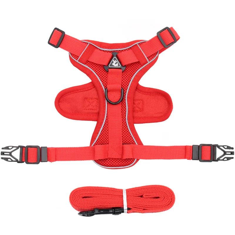 Reflective Mesh Cat & Dog Harness with Leash Set - 1st Red / XL-suit 7.5-10.0kg / SPC (XL-suit 7.5-10.0kg)