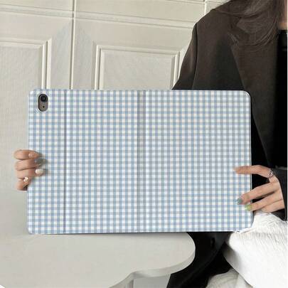 1 st surfplattask i pastellfärgad regnbågsrutigt tryck med pennhållare, smart case kompatibelt med iPad 10:e generation 10,9 tum 2022 / Air 13 (M3 202 - Multifärgad (Multi-size)