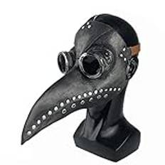 FUXHBFB näbbmask halloween medeltida pestmask plague läkare huvudmask lång näsa fågel näbb masker karneval skräck steampunk pestmask för karneval