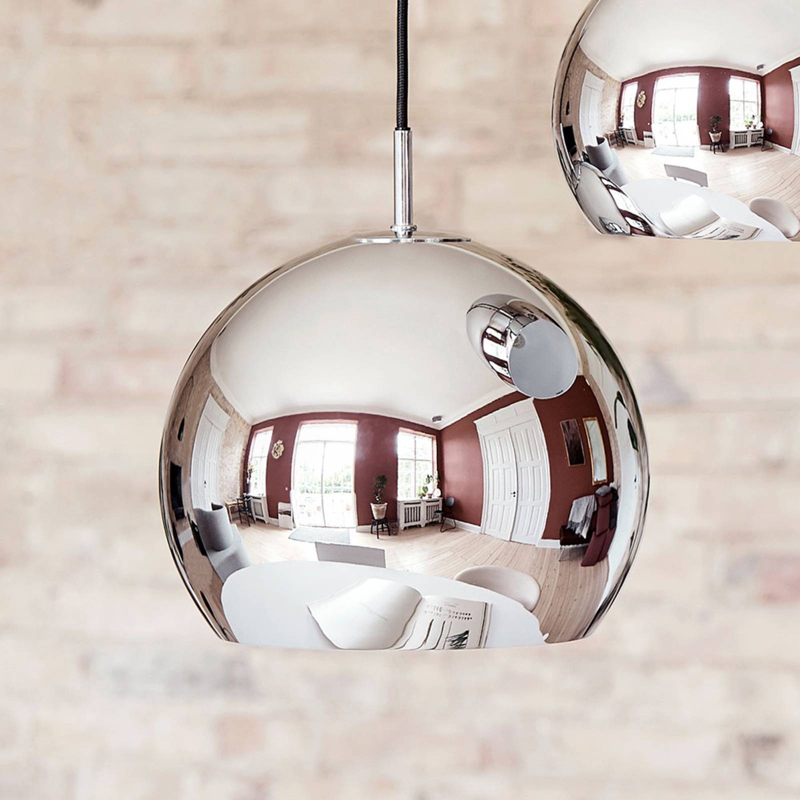 FRANDSEN Design pendellampa Ball, dimbar, Förkromad / silver, Vardagsrum / matsal, Metall, Design, Pendellampa