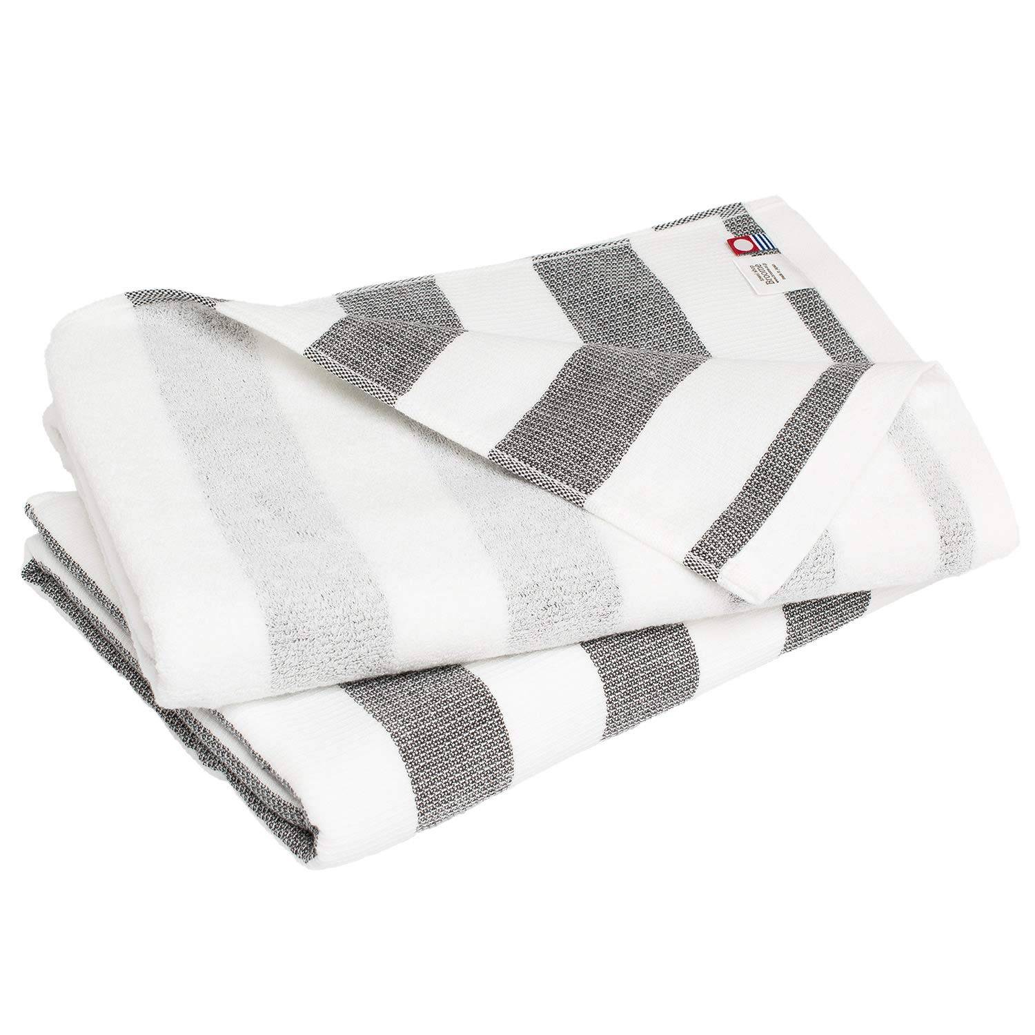 Bloom Imabari Certified Gauze Bath Set of Groovy Indoor Made in Cotton Towels, 2, Border, Quick-Drying, Drying, Japan, 100% (Black)