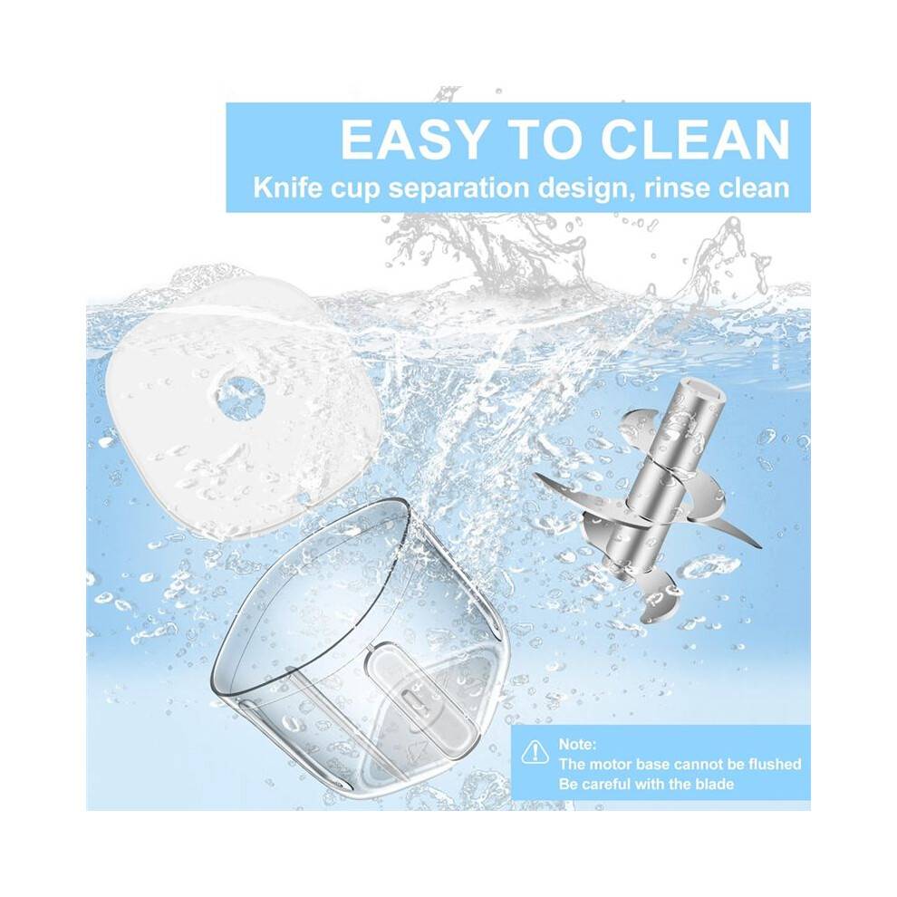 350ML Electric Garlic Chopper, Portable Food Processor, USB Garlic Mincer Masher with 6 Stainless Steel Blade