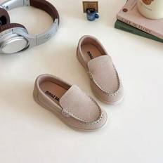 Slip-on-skor för flickor, ny design 2020-2025, mångsidiga, lätta, platta skor med mjuk sula för småbarn och stora barn - Beige (EUR34,EUR35,EUR21,EUR22,EUR23,EUR24,EUR25,EUR26,EUR27,EUR28,EUR29,EUR30,EUR31,EUR32,EUR33)