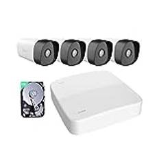 Tenda utomhusövervakningskameraset, 4X 4MP CCTV-kamera utomhus + 1TB HDD + NVR (stöder upp till 10TB) för 24/7 videoövervakning, PoE IP-kamera med AI persondetektering