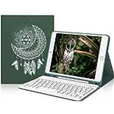 JADEMALL iPad 9 generationens fodral – trådlöst smalt tangentbord med ultralätt fodral för iPad 10,2 tum (9/8/7 generation 2021/2020/2019), skyddsfodral med pennhållare, QWERTZ tysk