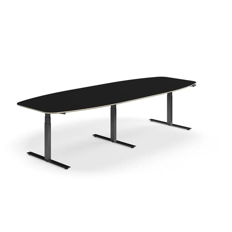 Konferensbord NOVUS, höj- och sänkbart, 3200x1200 mm, svart