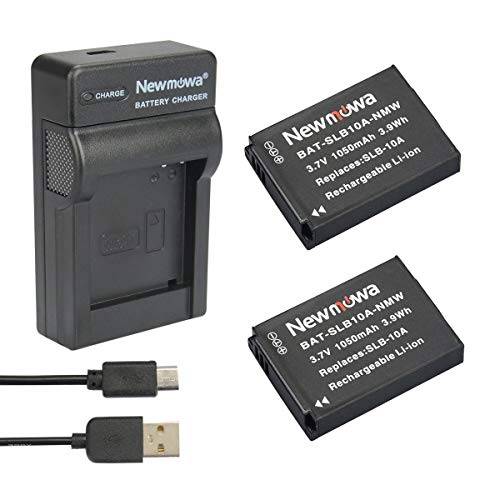 Newmowa® SLB-10A ersättningsbatteri (2-pack) och bärbart USB-laddarsats för Samsung SLB-10A, JVC BN-VH105 och Samsung ES50, ES55, ES60, EX2F, HMX-U10, HMX-U20, HZ10W, HZ15W