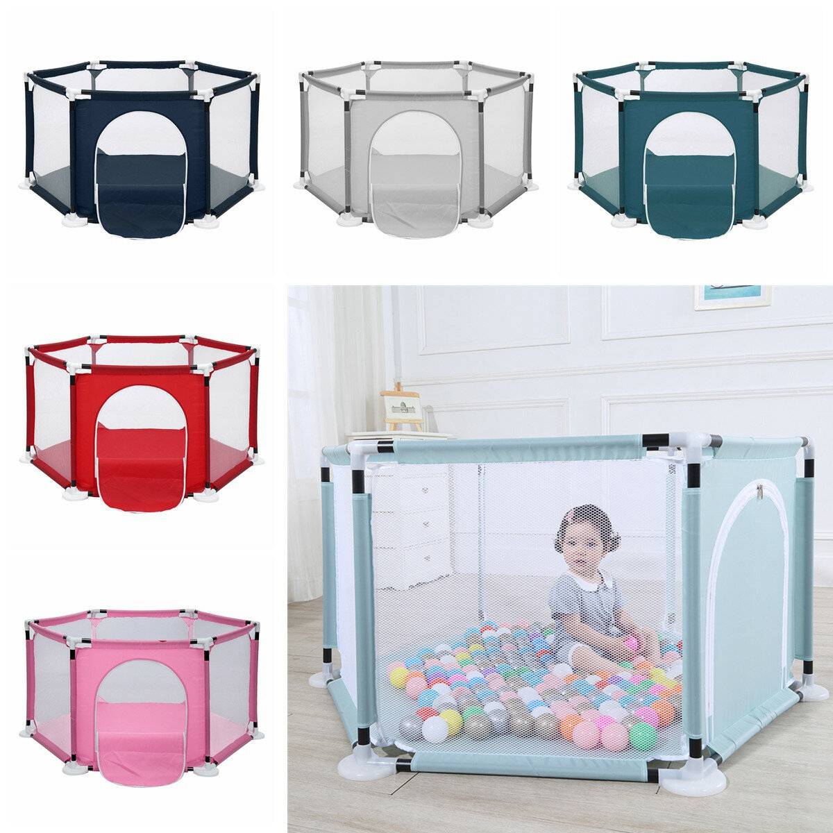 3-6årBabySafetyLekhageBaby staket grind Vikbar Interaktiv inomhus utomhus lekhage Barn Barn Playard